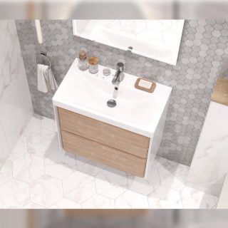 Тумба под раковину подвесная Velvex Gesso tp.GES.9696.70.2Y белый матовый/дуб сонома, 70 см